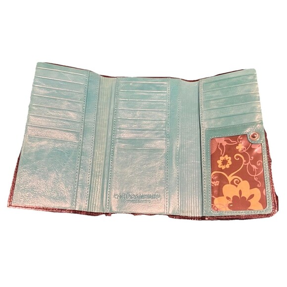 Pardo & Negro Genuine Leather Women's Wallet Brown with Turquoise Organizer GUC - Picture 3 of 16
